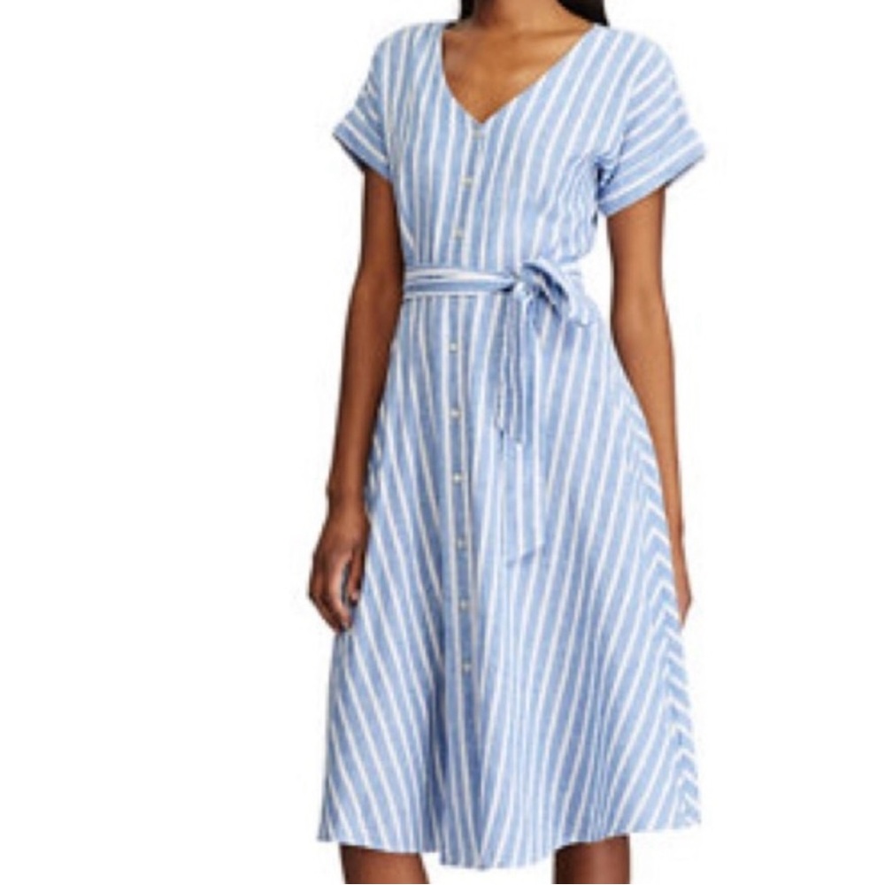 Chaps Ralph Lauren XXL Denim striped casual dress NWT